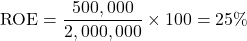\[ \text{ROE} = \frac{500,000}{2,000,000} \times 100 = 25\% \]